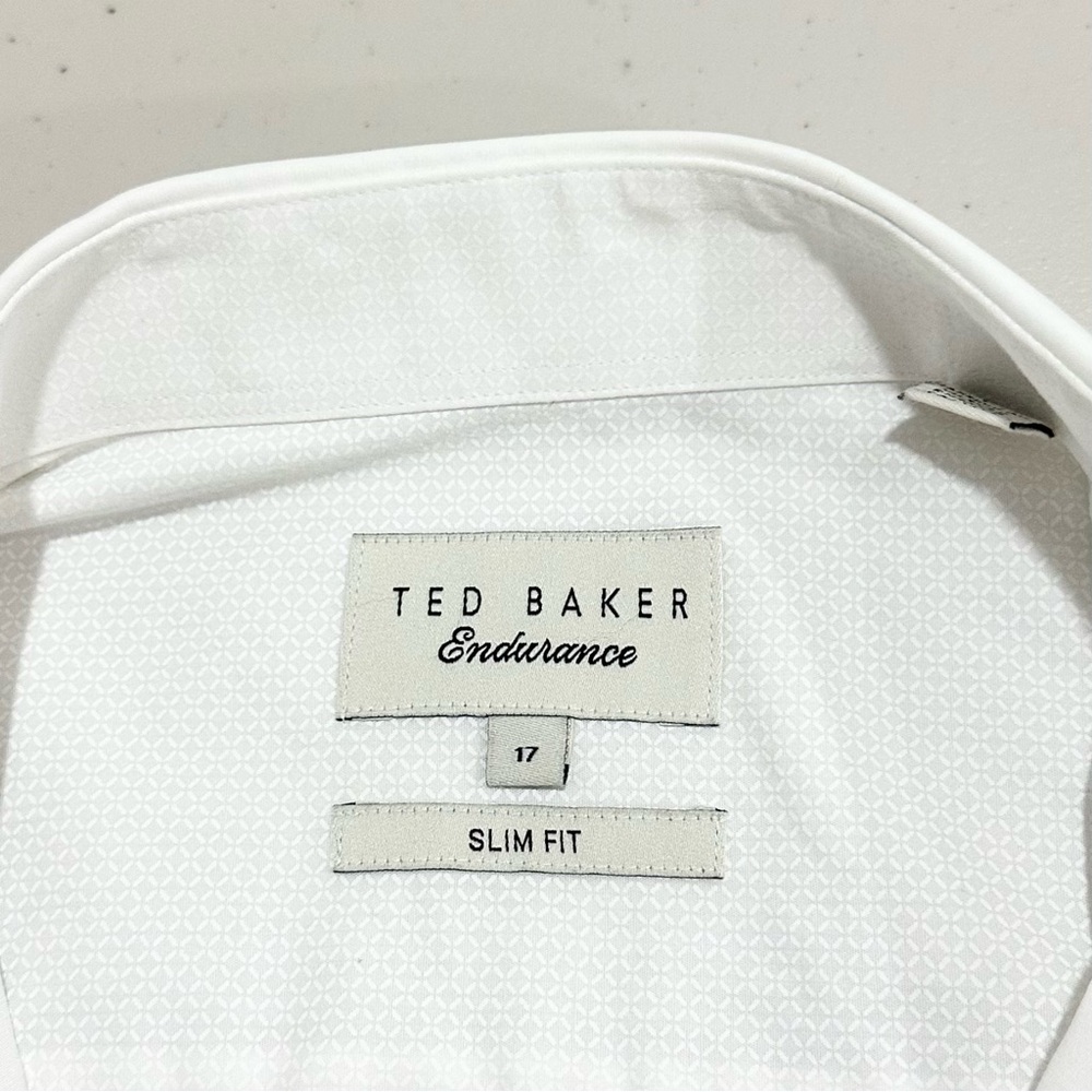 Ted Baker Endurance White Dress‎ Shirt Men’s Size 17 Slim Fit Long Sleeve - Picture 3 of 6